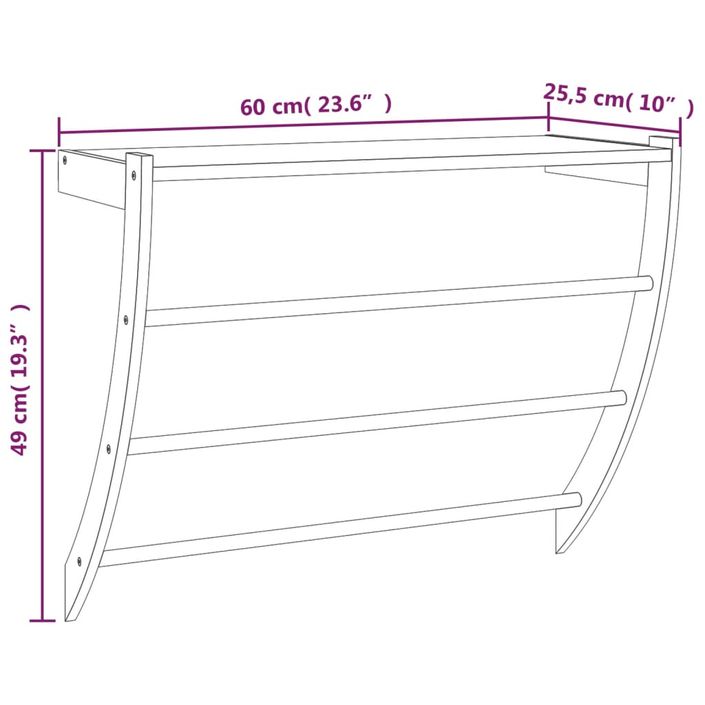 Porte-serviette 60x25,5x49 cm Bois massif de noyer - Photo n°6