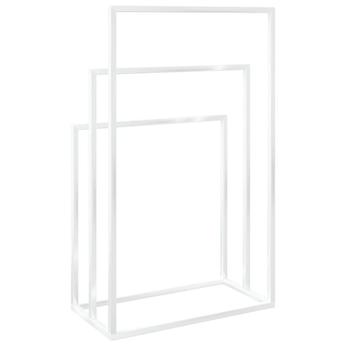 Porte-serviettes sur pied Blanc 48x24x79 cm Fer - Photo n°5