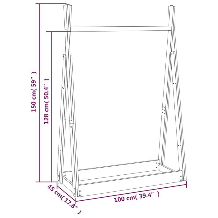 Porte-vêtements 100x45x150 cm Bois de pin massif - Photo n°7