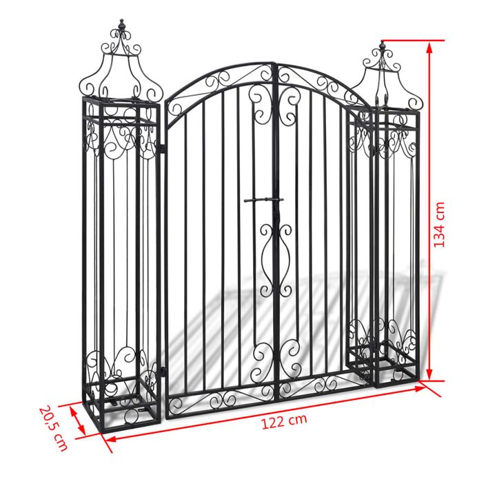 Portillon ornemental de jardin Fer forgé 122 x 20,5 x 134 cm - Photo n°5