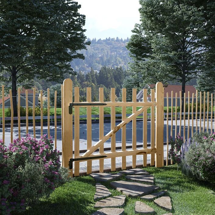 Portillon simple de clôture Bois de noisetier 100 x 90 cm - Photo n°1