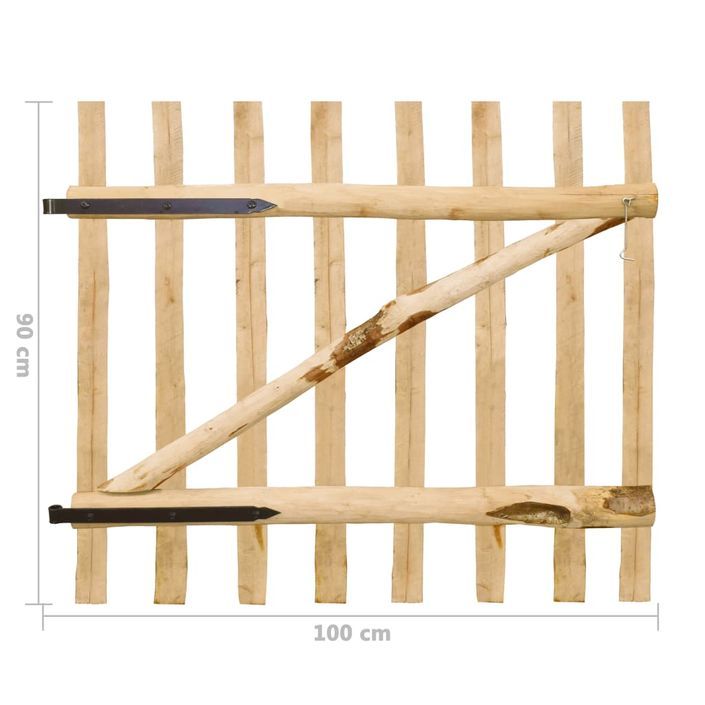 Portillon simple de clôture Bois de noisetier 100 x 90 cm - Photo n°6
