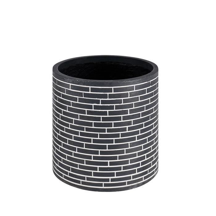 Pot rond effet mosaique briques - 50 x 50 x 50 cm - Noir et blanc - Photo n°1
