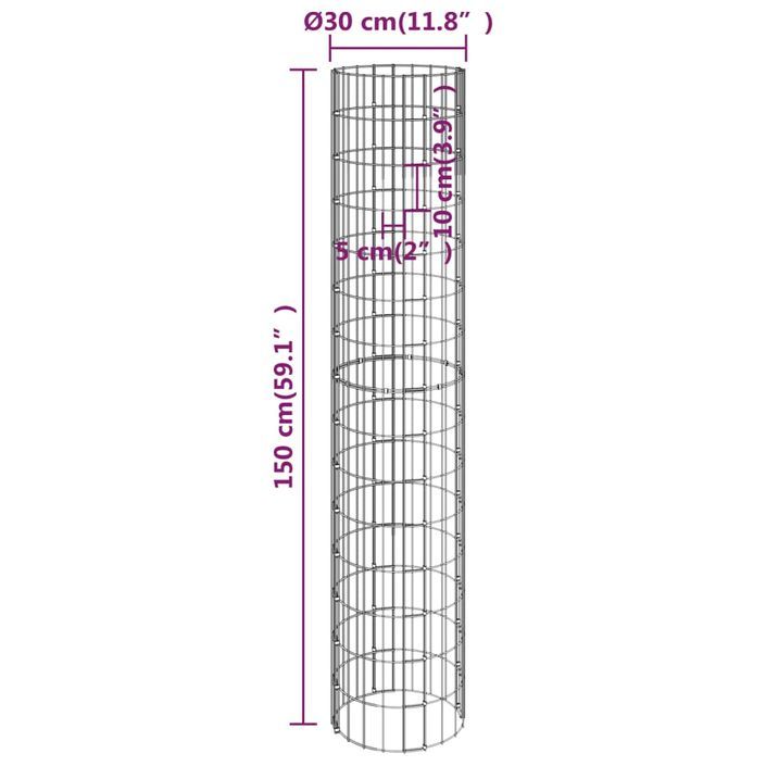 Poteau à gabion circulaire Acier galvanisé Ø30x150 cm - Photo n°6