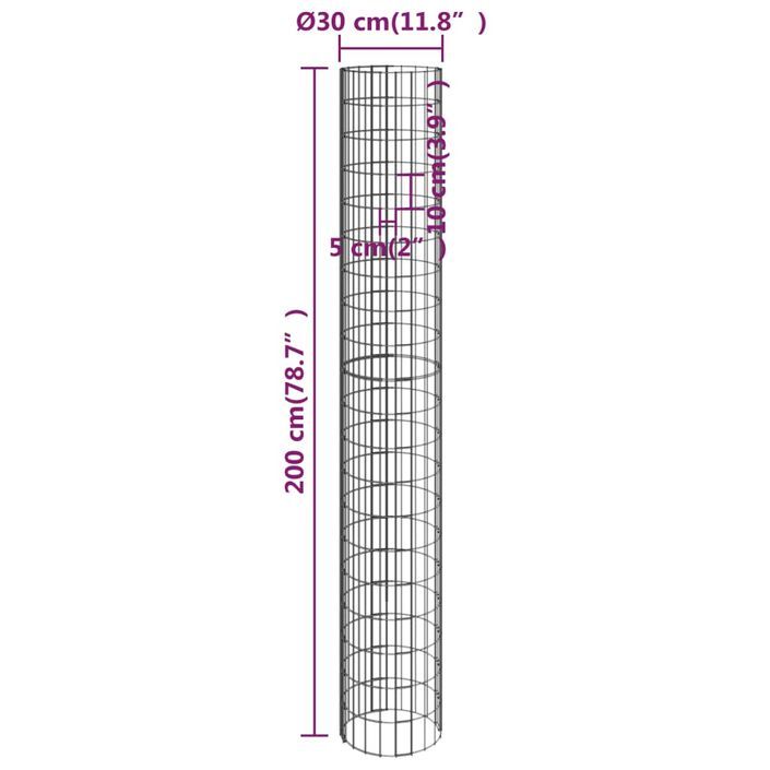 Poteau à gabion circulaire Acier galvanisé Ø30x200 cm - Photo n°6