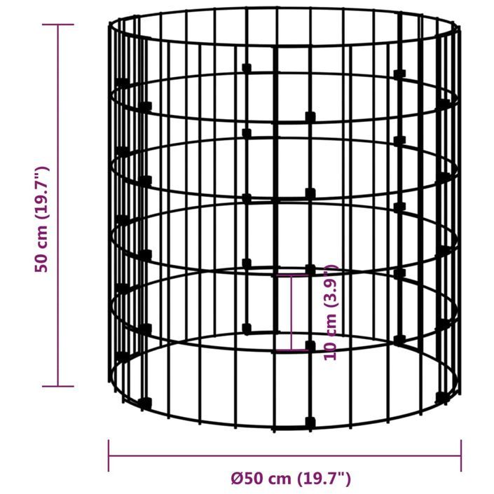 Poteau à gabion circulaire Acier galvanisé Ø50x50 cm - Photo n°6