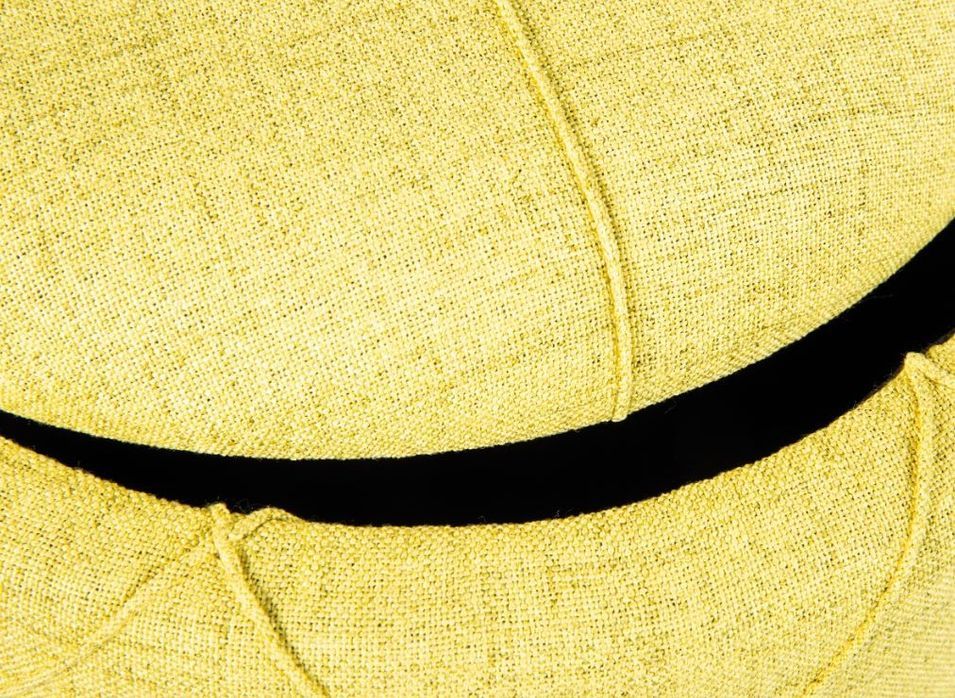 Pouf de rangement tissu jaune capitonné Yak - Photo n°6