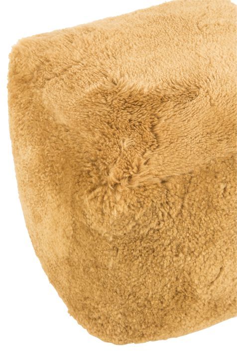 Pouf carré peau de mouton ocre Emma L 57 cm - Photo n°2