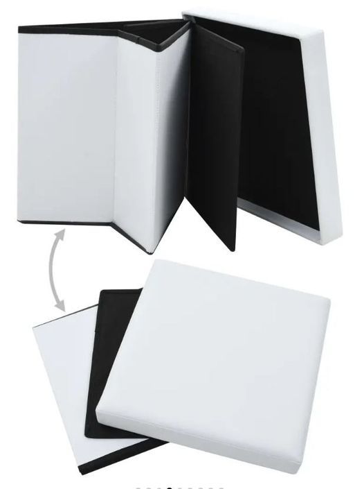 Pouf carré pliable similicuir blanc Arania - Lot de 2 - Photo n°5