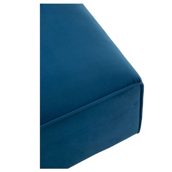 Pouf carré tissu bleu et bois massif Nissy L 80 cm - Photo n°6