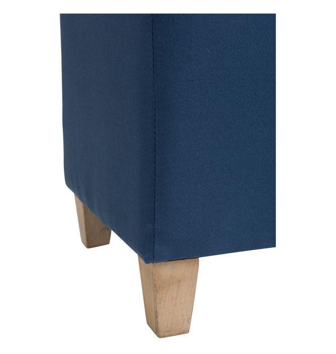 Pouf carré tissu bleu pieds bois massif clair Neela - Photo n°3