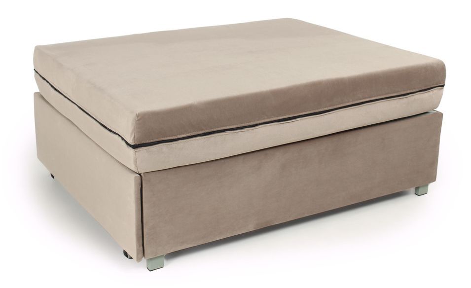 Pouf convertible en lit 1 place velours taupe Politan - Photo n°1