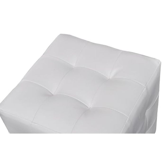 Pouf cube capitonné blanc (lot de 2) - Photo n°3