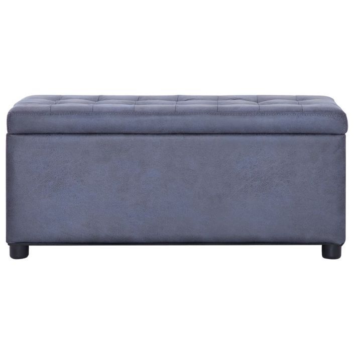 Pouf de rangement 87,5 cm Gris Similicuir daim - Photo n°3