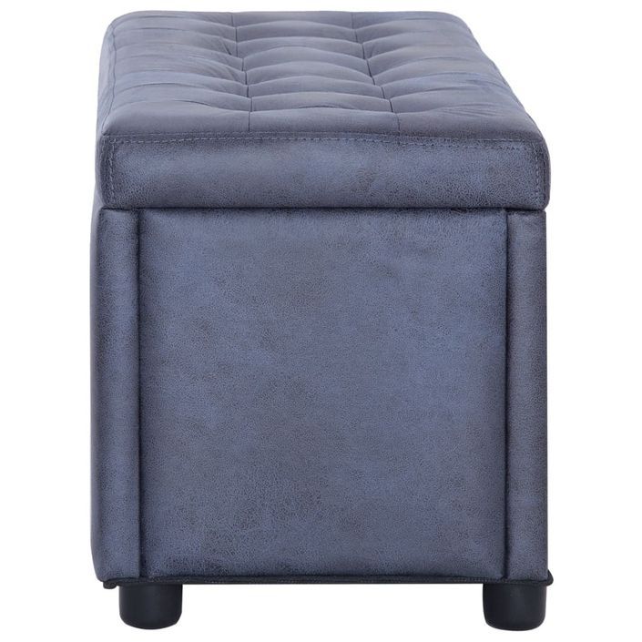 Pouf de rangement 87,5 cm Gris Similicuir daim - Photo n°4