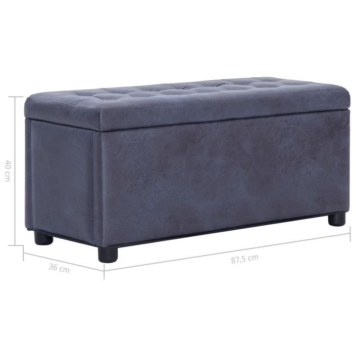 Pouf de rangement 87,5 cm Gris Similicuir daim - Photo n°6