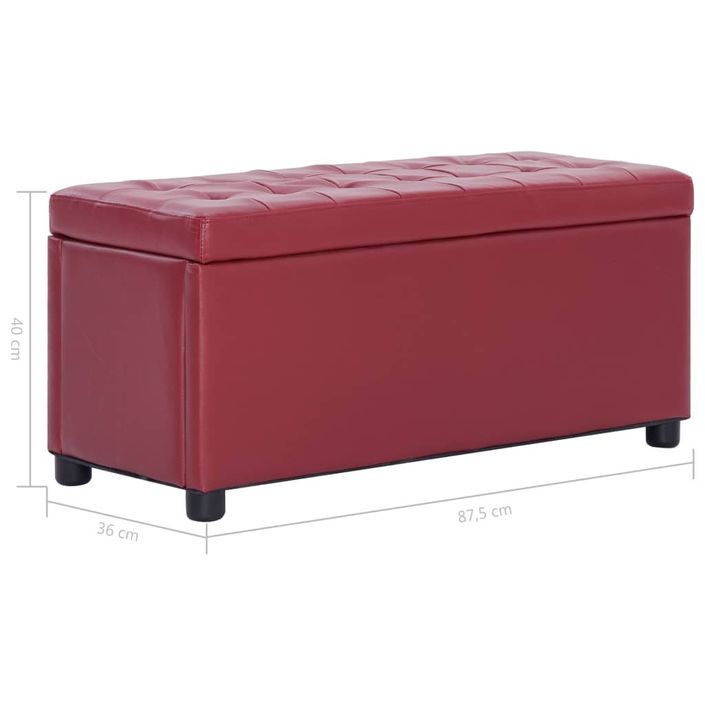 Pouf de rangement 87,5 cm Rouge bordeaux Similicuir - Photo n°6