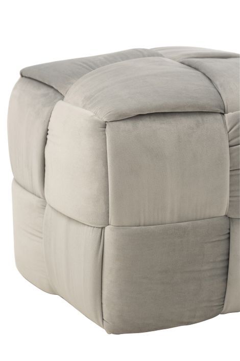 Pouf en tissu gris clair quadrillé Rica L 42 cm - Photo n°4