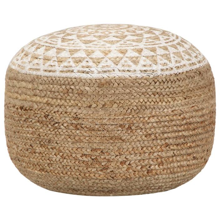 Pouf fait à la main Blanc 45x30 cm Jute - Photo n°1