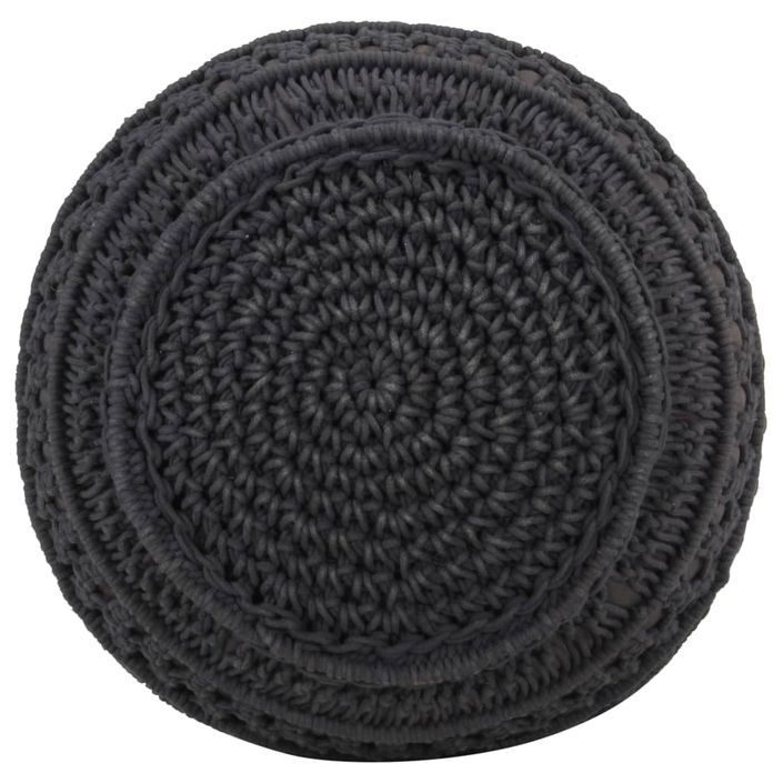 Pouf fait à la main en macramé Anthracite 45x30 cm Coton 4 - Photo n°4