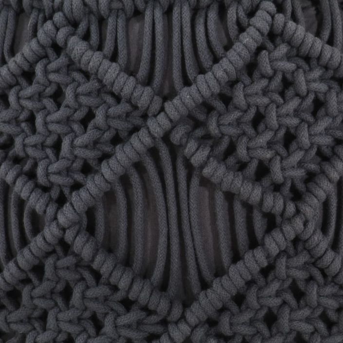 Pouf fait à la main en macramé Anthracite 45x30 cm Coton - Photo n°2