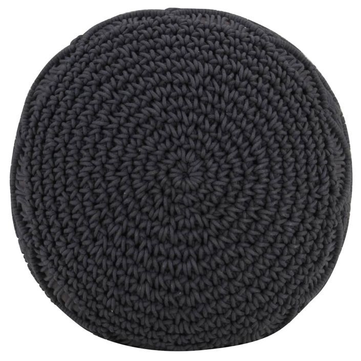 Pouf fait à la main en macramé Anthracite 45x30 cm Coton 2 - Photo n°3