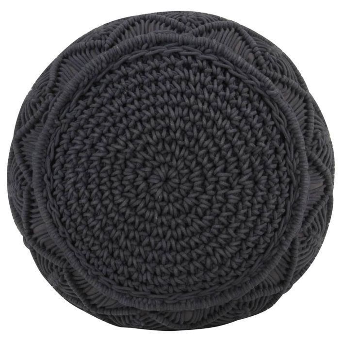 Pouf fait à la main en macramé Anthracite 45x30 cm Coton 2 - Photo n°4