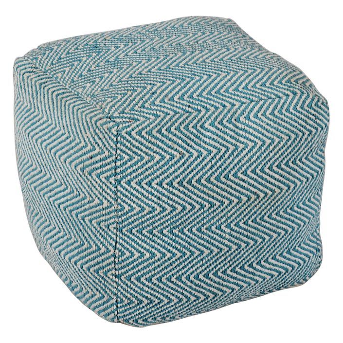 Pouf carré tissu bleu Satrap - Photo n°1