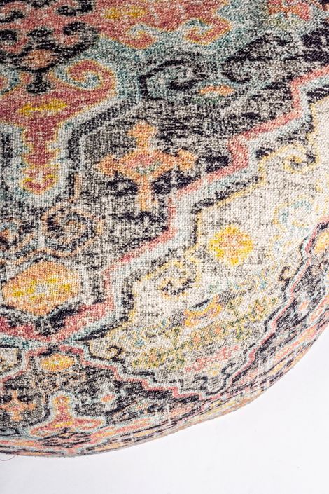 Pouf rond en coton multicolore avec motifs Lima - Lot de 2 - Photo n°4