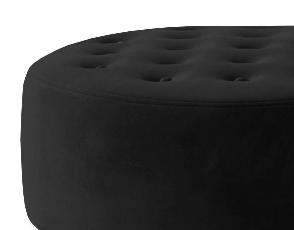 Pouf rond matelassé velours noir Styla 70 cm - Photo n°3