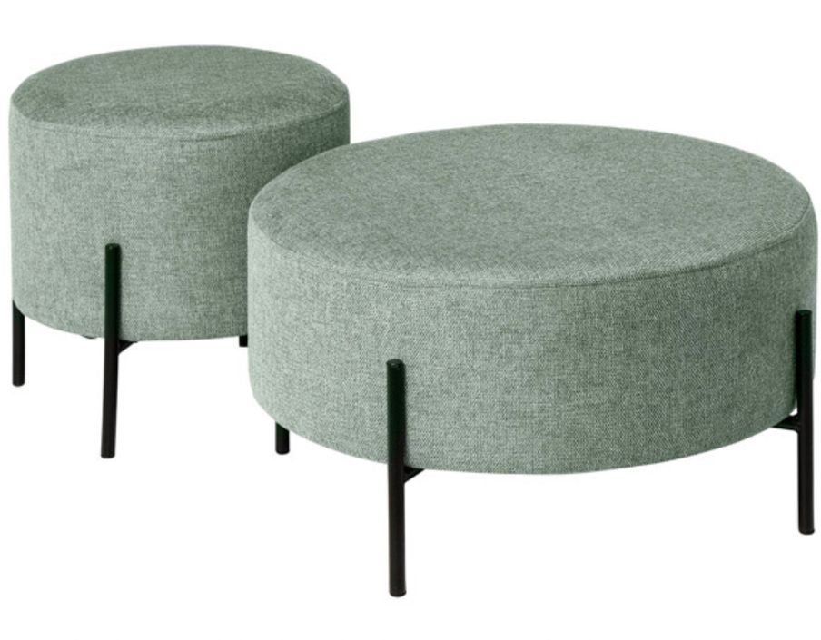 Pouf rond moderne en tissu avec pieds en métal noir Kamila - Photo n°5