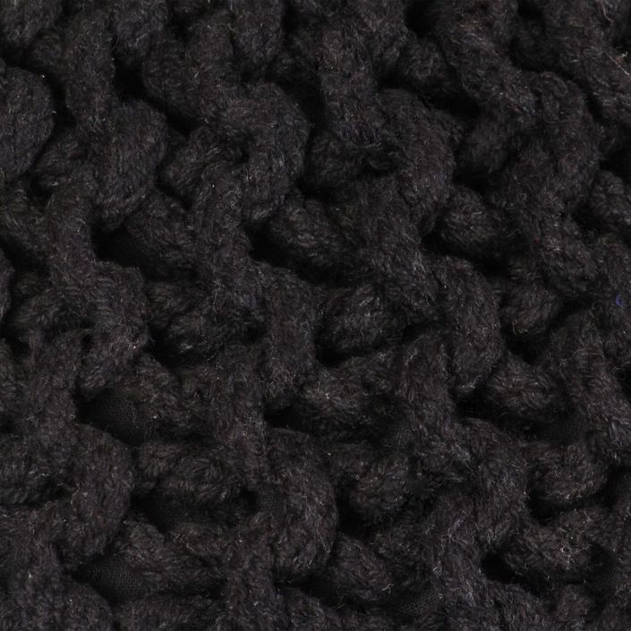 Pouf tricoté à la main Coton 50 x 35 cm Noir - Photo n°2