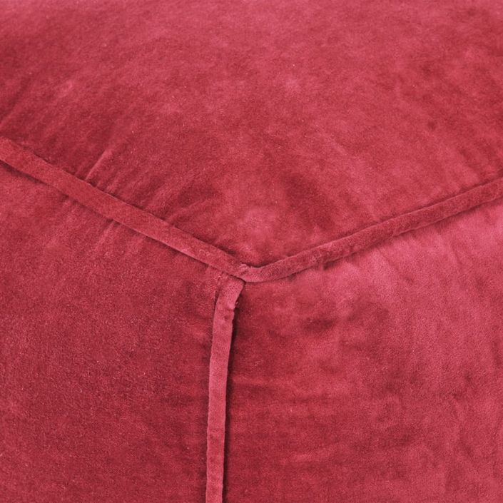 Pouf Velours de coton 40 x 40 x 40 cm Rouge - Photo n°2