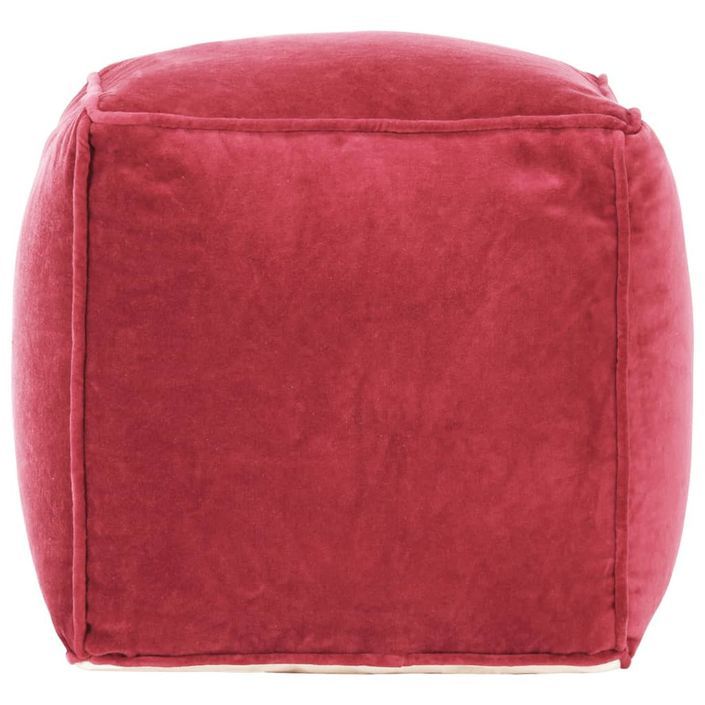 Pouf Velours de coton 40 x 40 x 40 cm Rouge - Photo n°3
