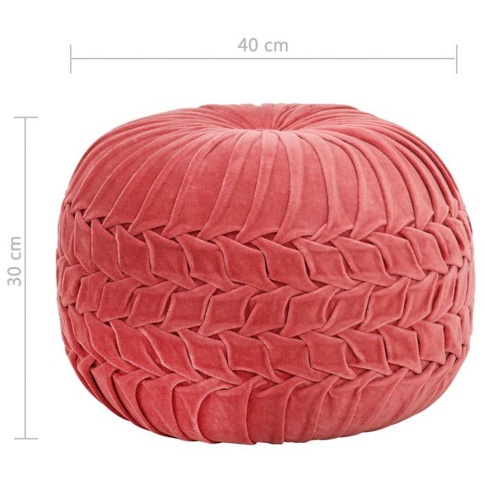 Pouf Velours de coton Design de sarrau 40 x 30 cm Rose - Photo n°4
