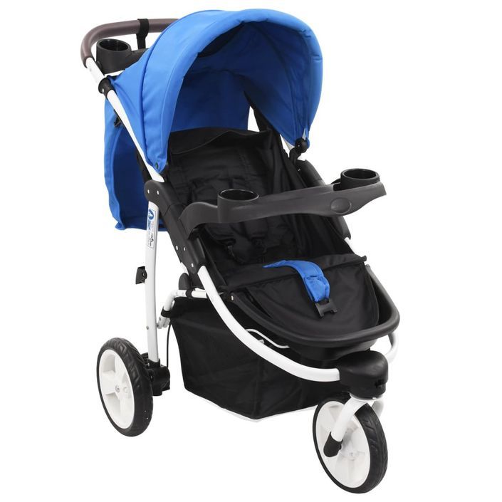 Poussette bébé à 3 roues Bleu et noir - Photo n°1