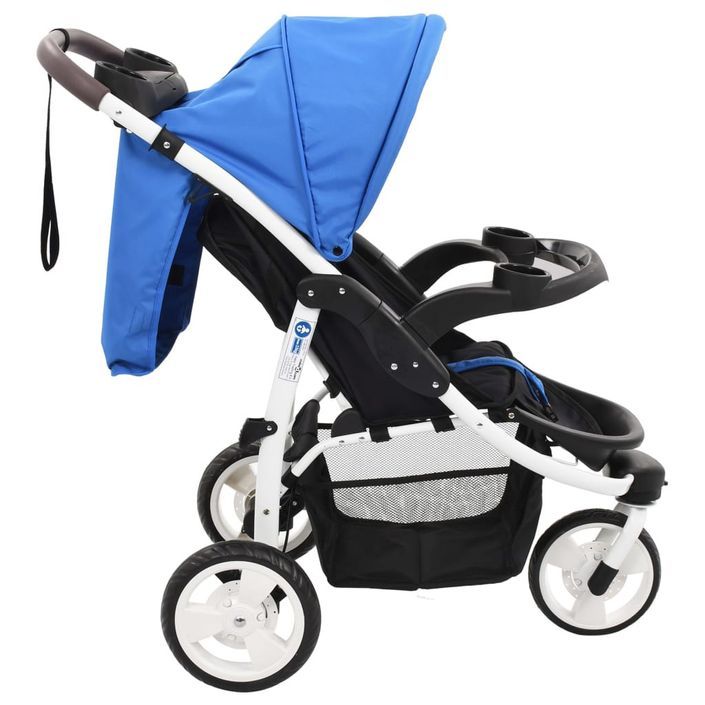 Poussette bébé à 3 roues Bleu et noir - Photo n°4