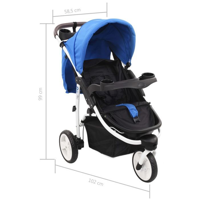 Poussette bébé à 3 roues Bleu et noir - Photo n°11