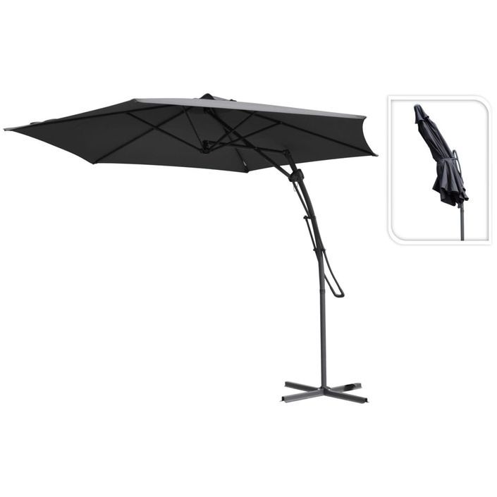 ProGarden Parasol suspendu Gris foncé 300 cm - Photo n°1