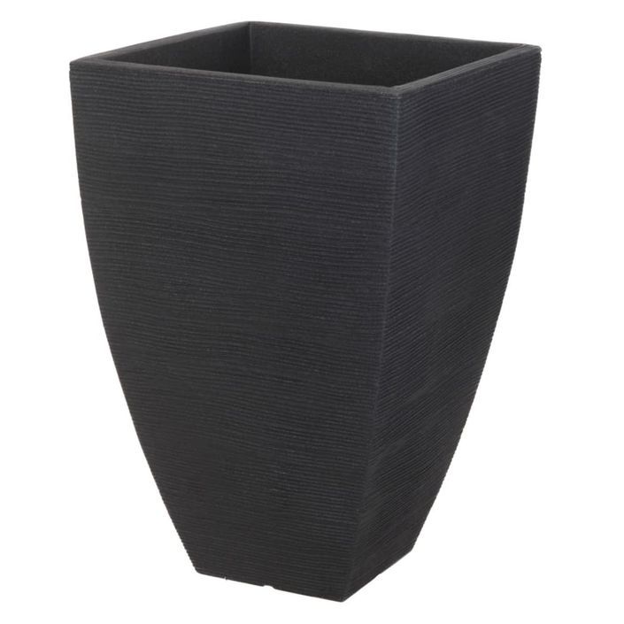 ProGarden Pot à fleurs nervuré quadrilatéral 43 cm Anthracite - Photo n°1