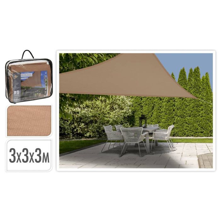 ProGarden Toile d'ombrage 3x3x3 m sable triangulaire - Photo n°2