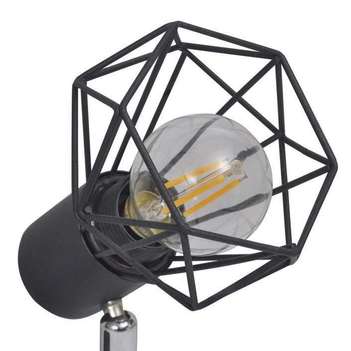 Projecteur Style industriel Noir avec 4 ampoules LED - Photo n°5