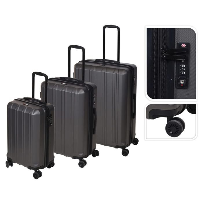 ProWorld Ensemble de valises 3 pcs avec serrure TSA noir - Photo n°1