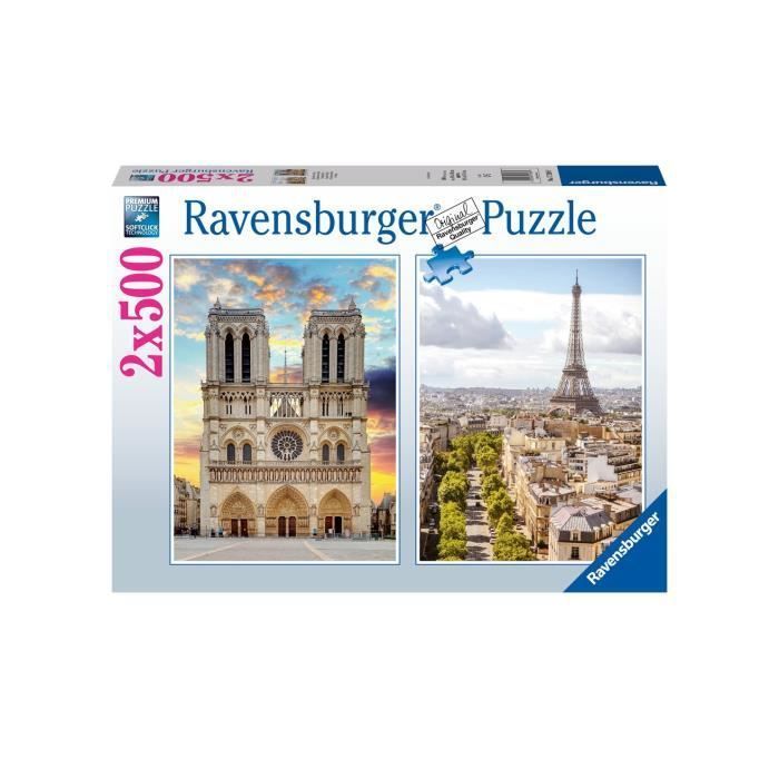Puzzle 2x500 pieces - En visite a Paris - Puzzle adultes Ravensburger - Des 10 ans - 17268 - Photo n°1