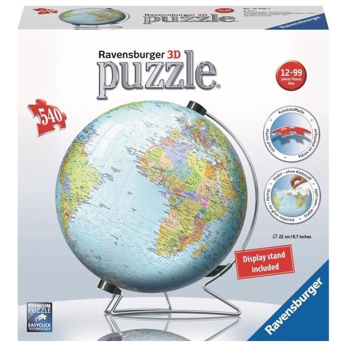 Puzzle 3D 540 pieces : Globe aille Unique Coloris Unique - Photo n°1