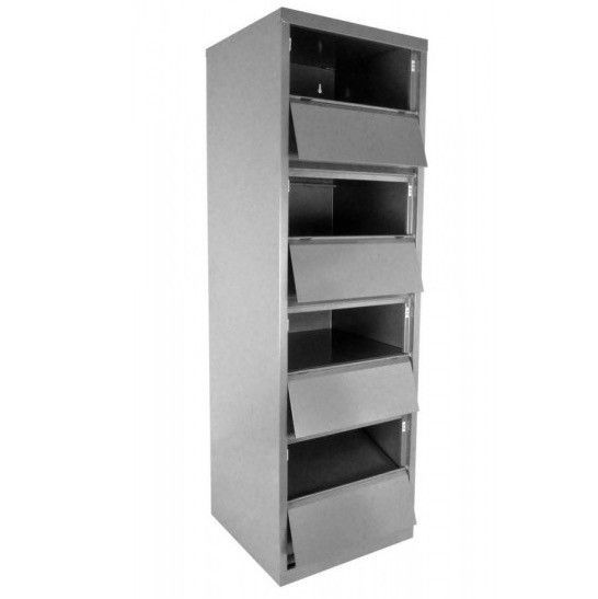 Rangement de bureau 8 tiroirs à clapets métal gris alu Kazy H 135 cm - Photo n°2