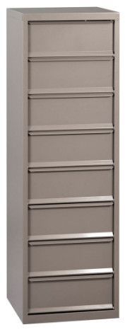 Rangement de bureau 8 tiroirs à clapets métal gris nacré Kazy H 135 cm - Photo n°1