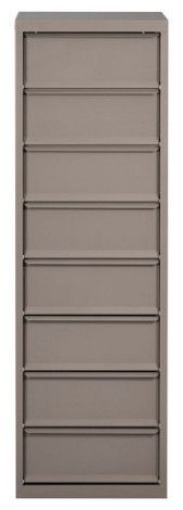 Rangement de bureau 8 tiroirs à clapets métal gris nacré Kazy H 135 cm - Photo n°3