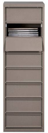 Rangement de bureau 8 tiroirs à clapets métal gris nacré Kazy H 135 cm - Photo n°4