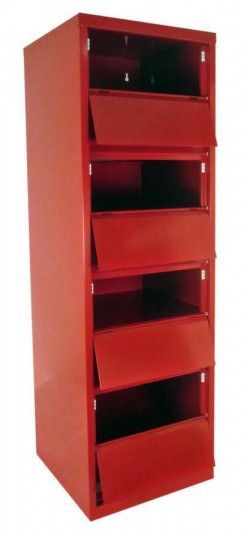 Rangement de bureau 8 tiroirs à clapets métal rouge Kazy H 135 cm - Photo n°2